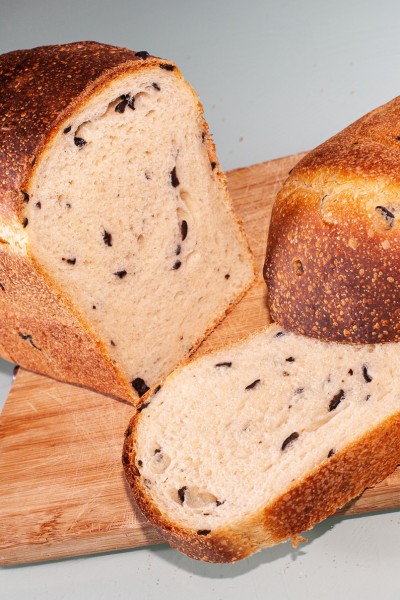 Recette, Pain de mie levain naturel aux olives noires