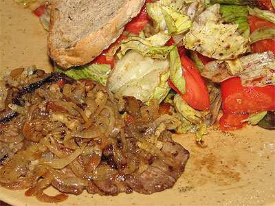 Recette, Bavette poêlée aux oignons