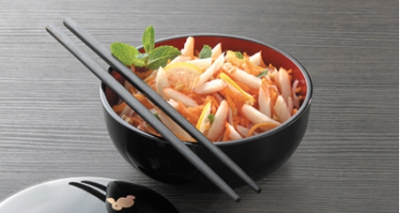 Bento cine: salade acidulée surimi cacaouette