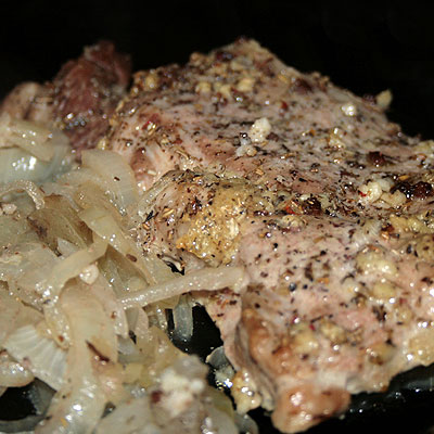 Recette, Escalopes de porc au four sur lit d'oignons