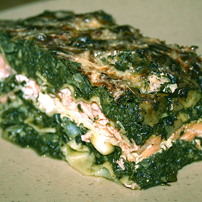 Recette, Lasagnes au saumon, épinards et courgettes