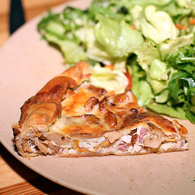 Recette, Tarte aux girolles, chèvre et lardons