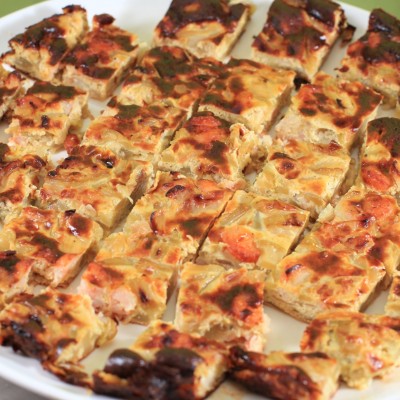 Tarte aux courgettes et crevettes à partager