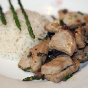 Voir la recette, Sauté de porc aux asperges sauvages