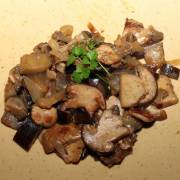 Voir la recette, Poêlée d'aubergines aux cèpes